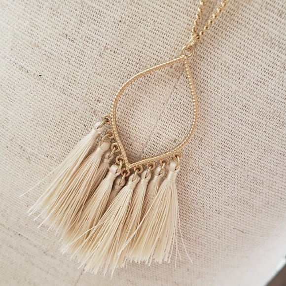 Simple Long Gold Natural Tassel Pendant Necklace - Picture 1 of 2